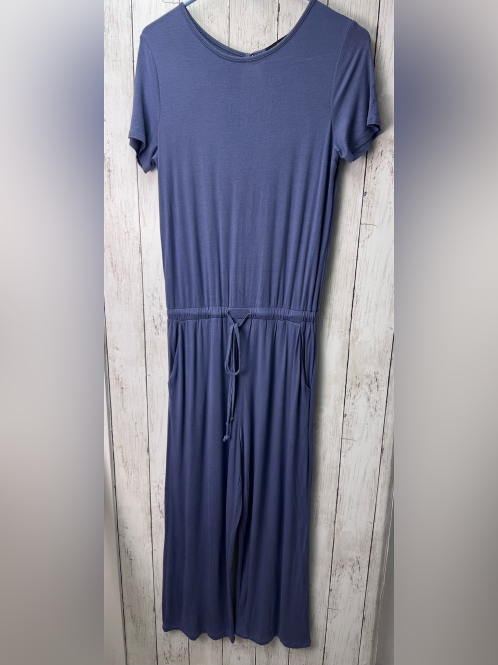 Women’s Blue Short-Sleeve Drawstring One-Piece size small